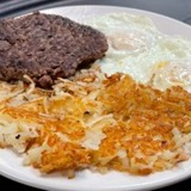 Hamburger & eggs.